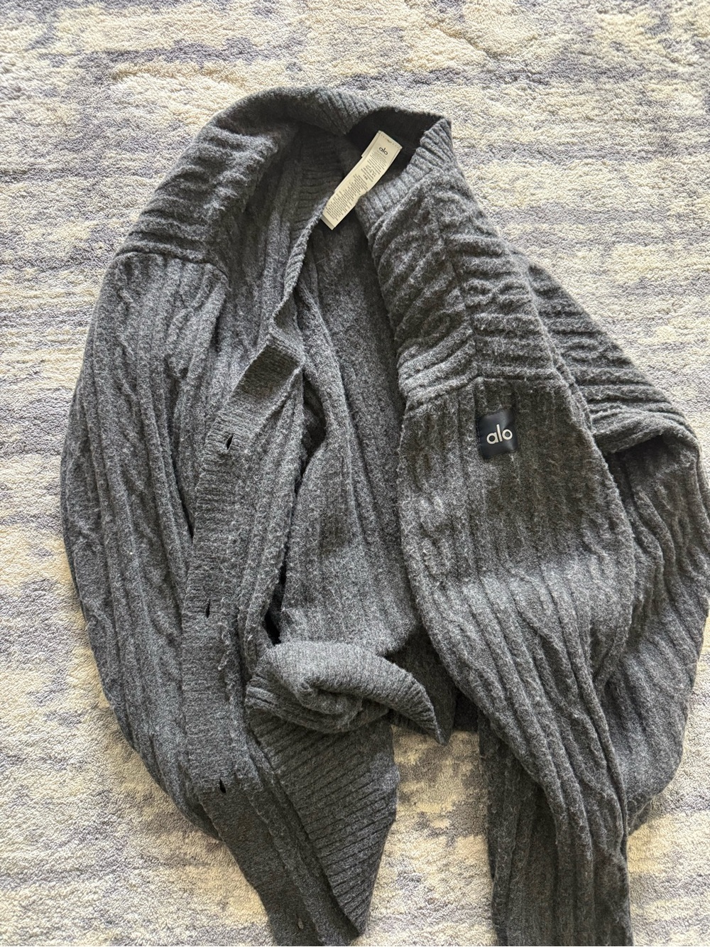 ALO Yoga Men's Dark Gray Ribbed Open-Front Cardigan
